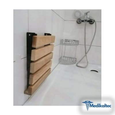 Duvara Monte Katlanabilir Ahşap Duş Oturağı