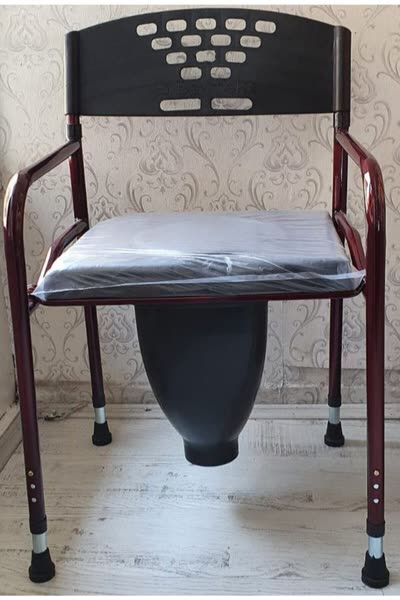 Hasta Lazımlığı Klozeti Tuvaleti Banyosu Direk Wc Seyyar Sandalyesi Katlanabilir Yükseklik Ayarlı (Model 152122)